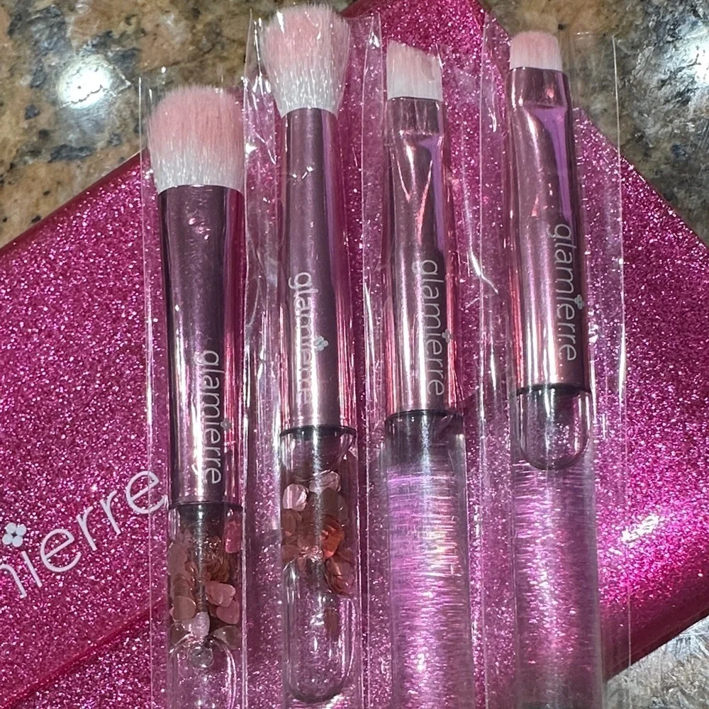 Glamierre Pink Glitter Brush Set with Case
